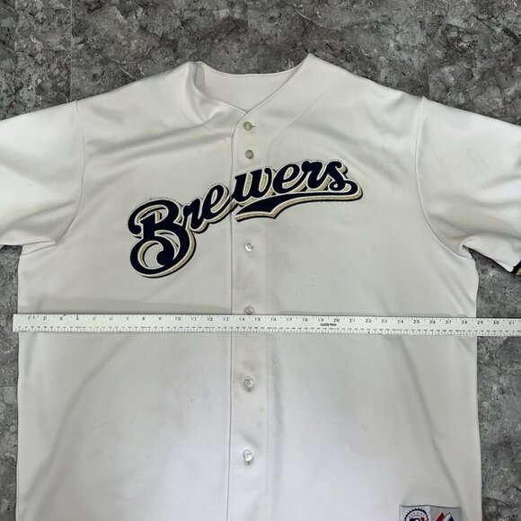 Milwaukee Brewers Majestic Jersey Blue White Gold Men's Size XXL White Blue Gold - Picture 6 of 7